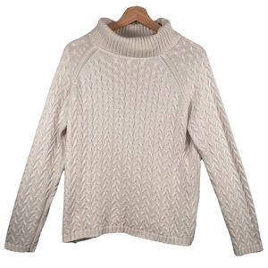 Cold Water Creek Cable Knit Turtleneck Cream Size L/14